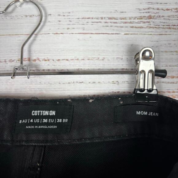 Cotton On Mom Jean black size 4 straight leg high rise casual relaxed jeans - Picture 5 of 5